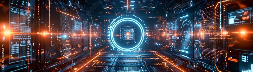 Poster sci-fi digital interface mega set. callouts, fui circle set, loading bars. dashboard display virtual
