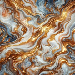 A painting with gold and blue swirls on it, digital art, fractal fire background, white calacatta gold marble, smoke and orange volumetric fog