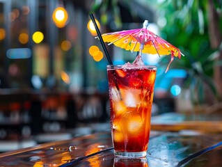 Take a picture of a refreshing summer drink with a little umbrella. Make it look as inviting as possible.