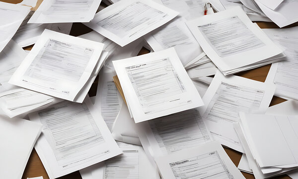 Abstract image of bundle of exam result paper of the students, exam papers
