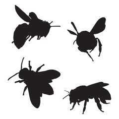 Set of Bee Silhouette Art Vector Illustration