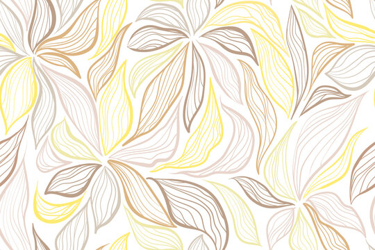 Vector seamless  abstract luxury background, floral, leaf texture. Botanical Art Nouveau, Art Deco pattern, elegant wavy foliage design. Vector
