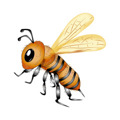 Isolated 3D Realistic Bee Vector Illustration