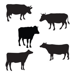 Cow Silhouette Vector Illustration Bundle