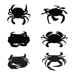 Set of Crab Silhouette Vector Illustration