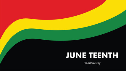 Juneteenth Freedom Day Banner. Vector Web Banner Pan-African Flag Illustration isolated on Black Background with 'June teenth Freedom Day' Text.