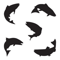 Salmon Silhouette Vector Illustration Bundle