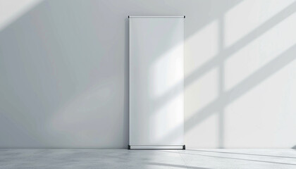 white roll banner for brand advertisement  in studio generated by AI