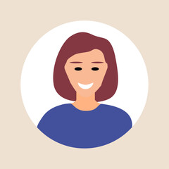 Vector illustration. Color avatar, user profile, person icon, profile picture. A person with facial features. Suitable for social media profiles, icons, screensavers and as a template.