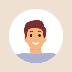 Fototapeta premium Vector illustration. Color avatar, user profile, person icon, profile picture. A person with facial features. Suitable for social media profiles, icons, screensavers and as a template.