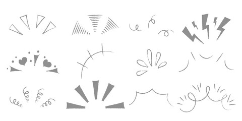 Doodle shine sunburst sparkle ray elements. Hand drawn pop surprise line frame for title headline illustration. Doodle vector illustration