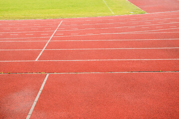 Track and field lines of running track in stadium