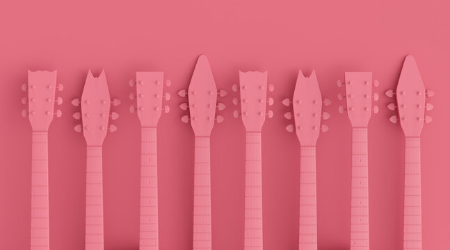 Set of fingerboard of electric acoustic guitar isolated on monochrome background - Powered by Adobe