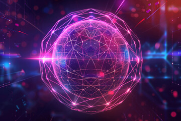 Obraz premium Sphere futuristic background, Abstract geometric shape theme, neon color 