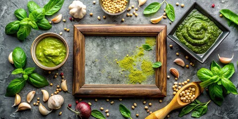 Variety of herbs and spices on a wooden table