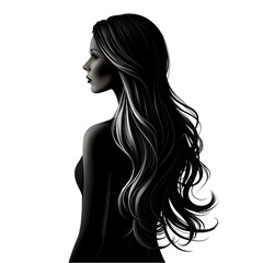 Naklejka premium silhouette of beautiful girl long hair