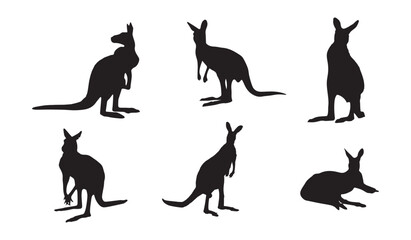Kangaroo Art Silhouette Vector Illustration Bundle