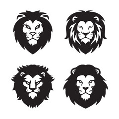 Set of Lion Head Logo Vector Illustration