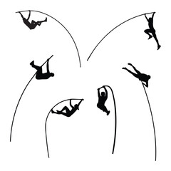 Pole Vault Jumping Athlete Silhouette Vector Illustration Bundle