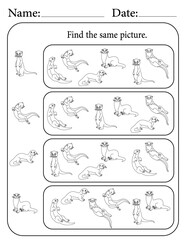 Otter Puzzle. Printable Activity Page for Kids. Educational Resources for School for Kids. Kids Activity Worksheet. Find Similar Shape