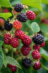 Big juicy blackberries in the garden