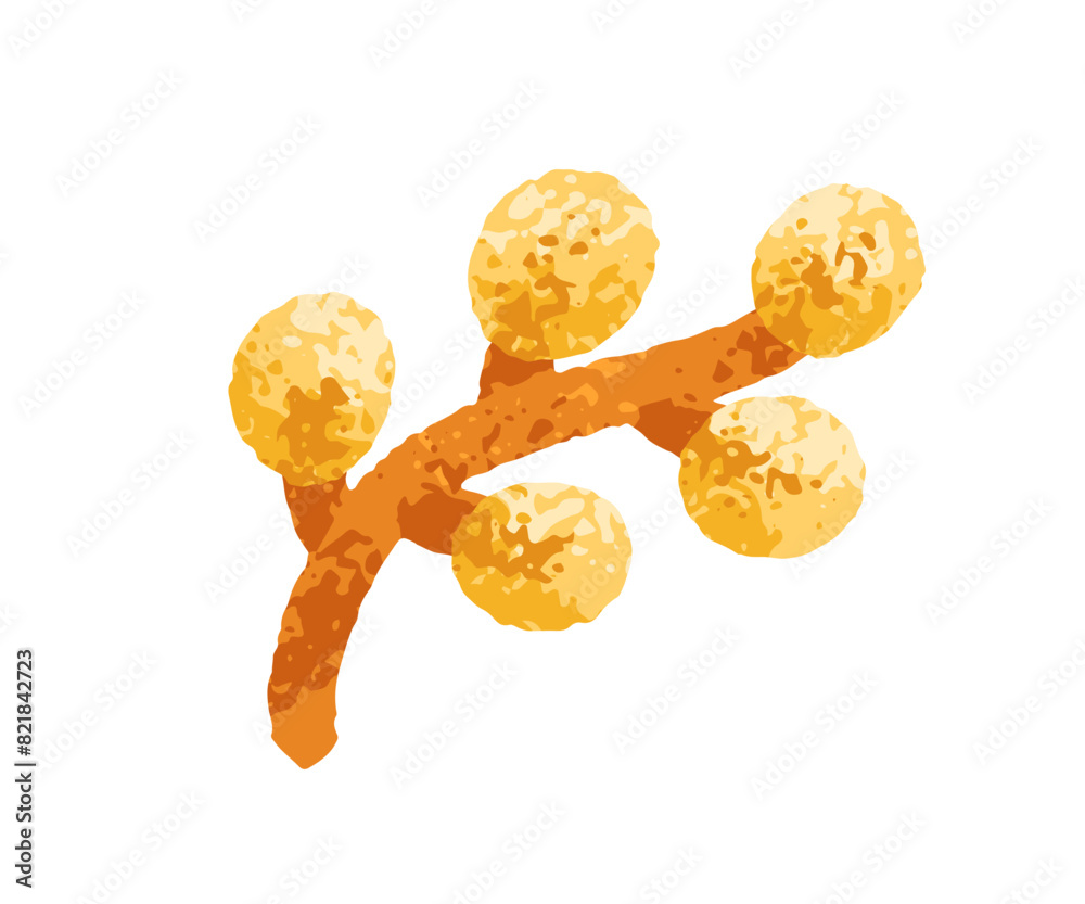 Poster branch, botanical decoration. modern tree twig with soft gentle leaves. fragile sprig, autumn decor.