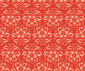 Japanese Flower Leaf Motif Mosaic Vector Seamless Pattern
