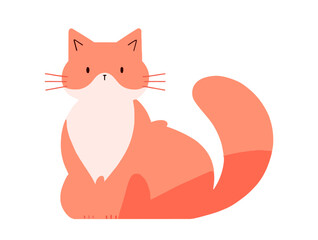 Naklejka premium Simple and cute red cat. Flat vector illustration isolated.