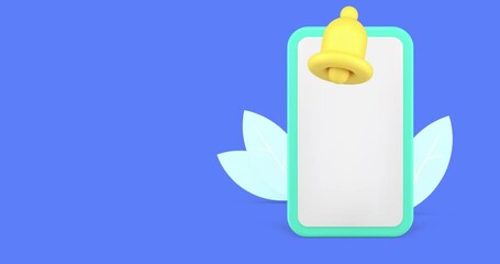 Smartphone reminder alert empty screen button ring bell 3d icon animation realistic illustration - Powered by Adobe