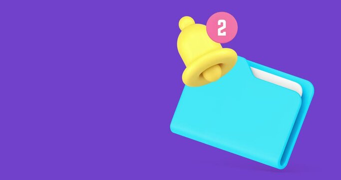 Incoming email document folder notification new mail message correspondence 3d icon animation realistic