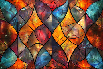Stained glass pattern, Seamless pattern, futuristic background  
