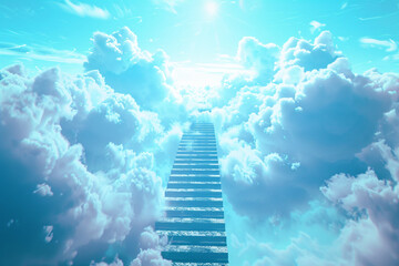 Stairs going to heaven - clouds and sky - way to god, generative ai 