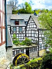 Street view of old village Monschau in Germany