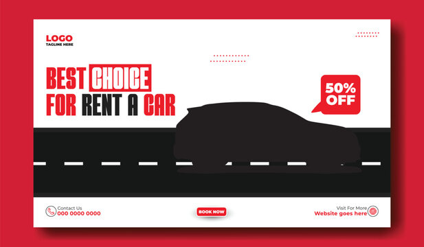 Car rental service ads promotional web banner template design