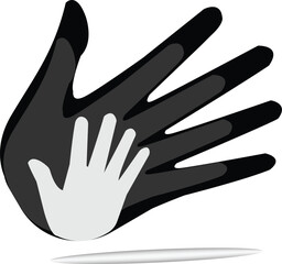 Child giving a high five to dad and mom flat vector icon for apps and website
