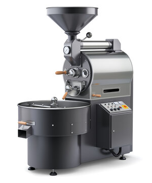 Coffee roaster machine on white background - 3D illustration
