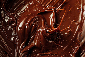 Stirring chocolate, hot melted liquid chocolate, mixing molten milk chocolate or dark caramel...