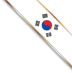 banner with flag of South Korea, corner banner with gold frame