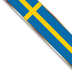 banner with flag of Sweden, corner banner with gold frame