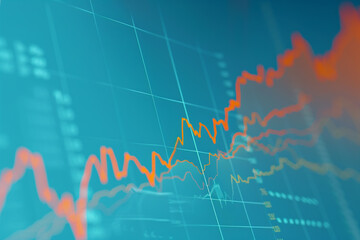 Obraz premium stock market financial chart with uptrend line graph in on blue background 