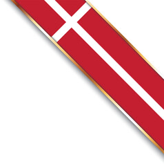 banner with flag of Denmark, corner banner with gold frame
