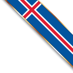 banner with flag of Iceland, corner banner with gold frame