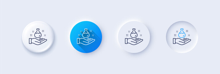 Chemistry lab line icon. Neumorphic, Blue gradient, 3d pin buttons. Laboratory flask sign. Analysis symbol. Line icons. Neumorphic buttons with outline signs. Vector