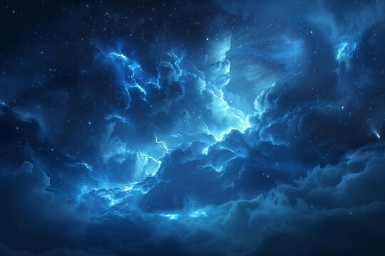 Storm flash over the night sky Concept on topic weather, cataclysms, hurricane, Typhoon, tornado, storm, ia generated 