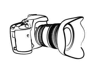 The sketch of a professional SLR camera.
