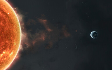 3D illustration of solar geomagnetic storm and northern lights. Aurora borealis art in 5K - realistic visualization