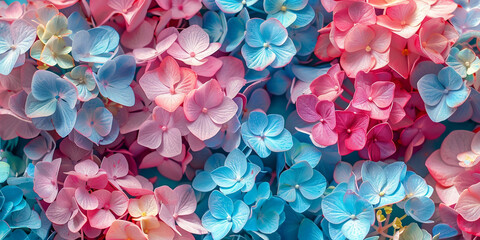 Fototapeta premium A blurred style background featuring a vibrant and vivid hydrangea with captivating colors background