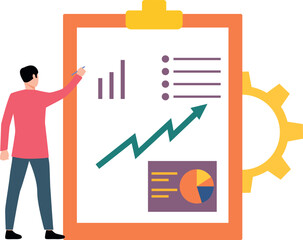 The boy is working on a chart graph.