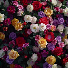 red yellow white pink gold and purple rose fields