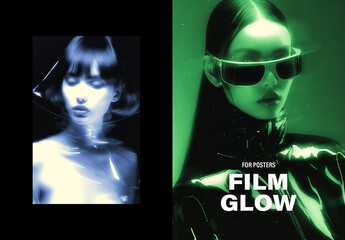 Dreamy Film Glows Poster Photo Effect Mockup